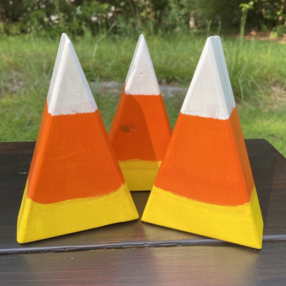 Handmade Wooden Candy Corn Décor Set – Rustic Fall & Halloween Display - Image 2