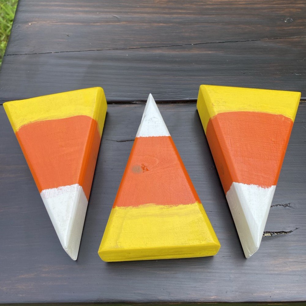 Handmade Wooden Candy Corn Décor Set – Rustic Fall & Halloween Display - Image 3
