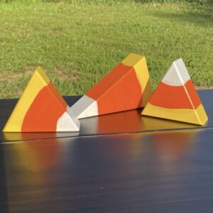 Handmade Wooden Candy Corn Décor Set – Rustic Fall & Halloween Display