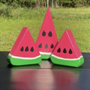 Rustic Wooden Watermelon Slices – Hand-Painted Summer Decor