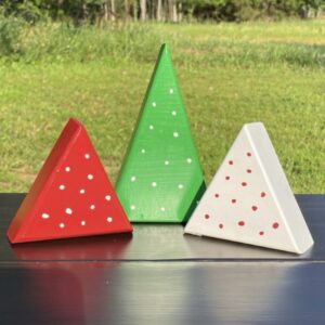 Handmade Wooden Christmas Tree Décor Set – Rustic Holiday Shelf Sitters